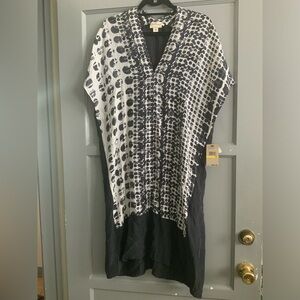 DKNY Black Printed Silk Dress